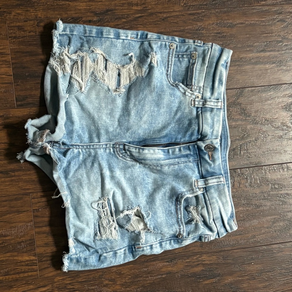 American Eagle Outfitters Light Blue Distressed Jean Shorts